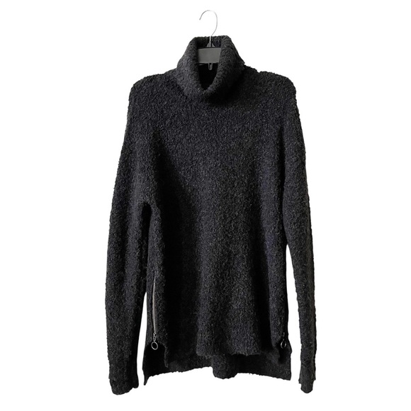 Sweaty Betty Pullover Sweater Women's Size S Black Boucle Turtle Neck Zippers - Picture 1 of 6